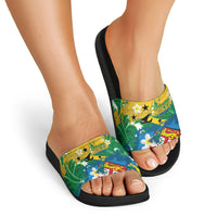 Malampa Fiji Day Slide Sandals 10 October Together We Grow Grunge Tapa Motifs LT14 - Polynesian Pride