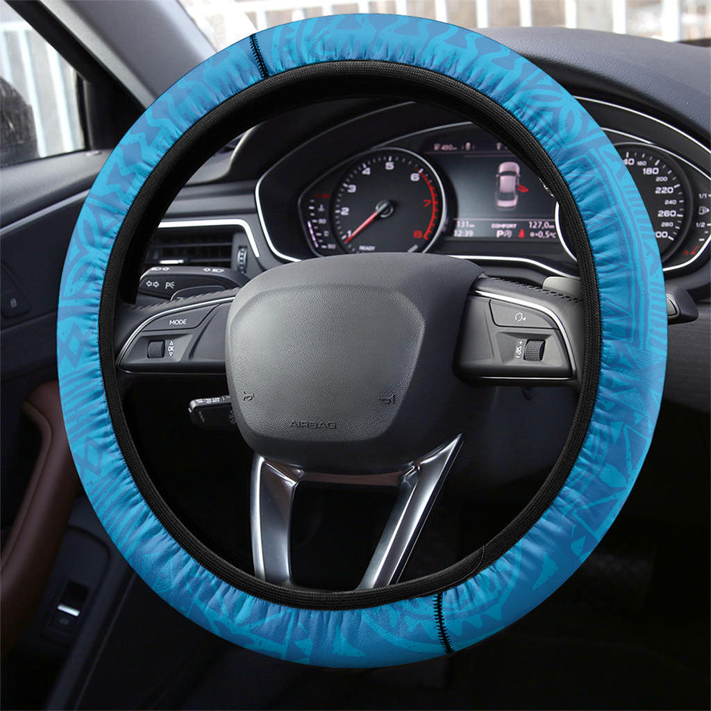 Malampa Fiji Day Steering Wheel Cover 10 October Together We Grow Grunge Tapa Motifs LT14 - Polynesian Pride
