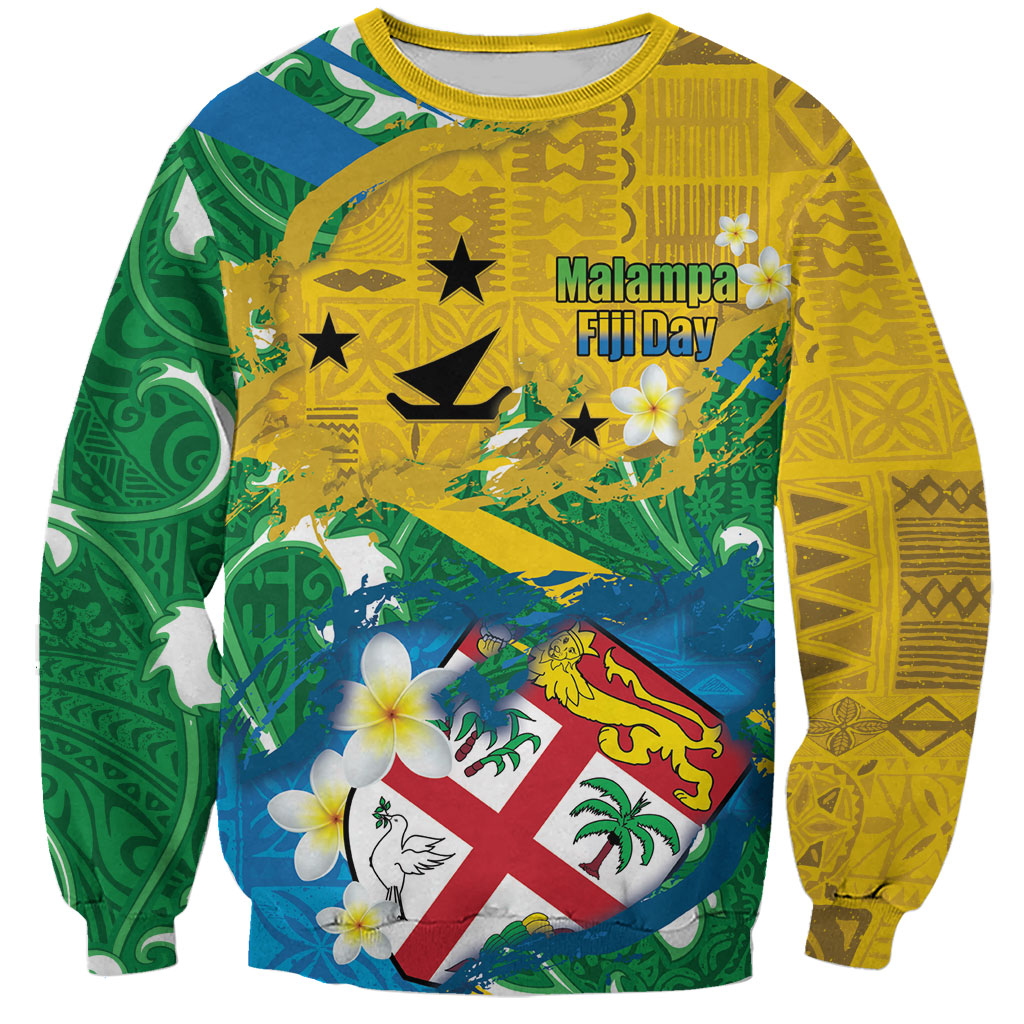 Malampa Fiji Day Sweatshirt 10 October Together We Grow Grunge Tapa Motifs LT14 Unisex Multicolor - Polynesian Pride