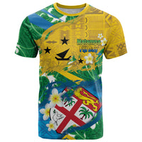 Malampa Fiji Day T Shirt 10 October Together We Grow Grunge Tapa Motifs LT14 Multicolor - Polynesian Pride