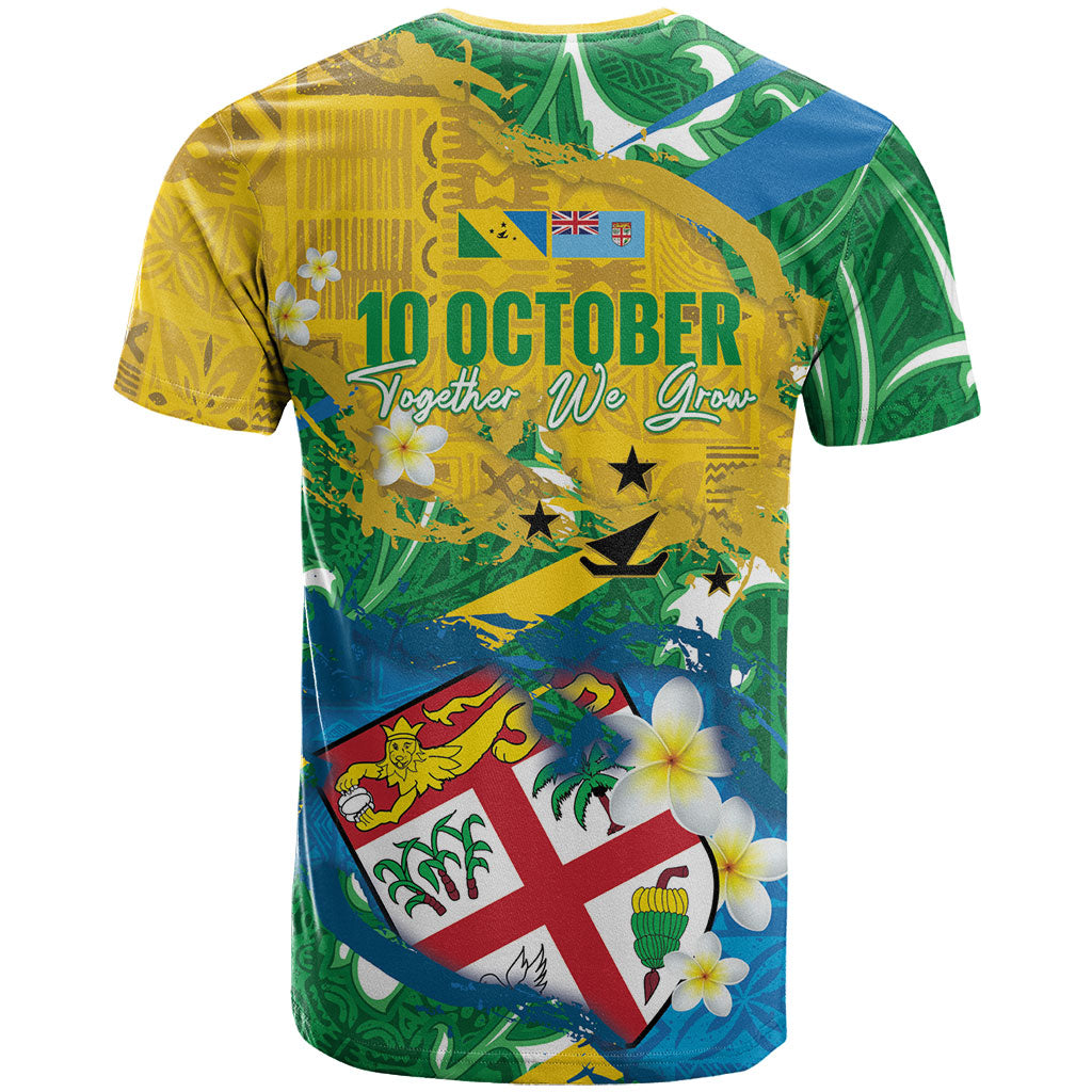 Malampa Fiji Day T Shirt 10 October Together We Grow Grunge Tapa Motifs LT14 - Polynesian Pride