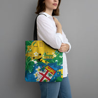 Malampa Fiji Day Tote Bag 10 October Together We Grow Grunge Tapa Motifs LT14 - Polynesian Pride