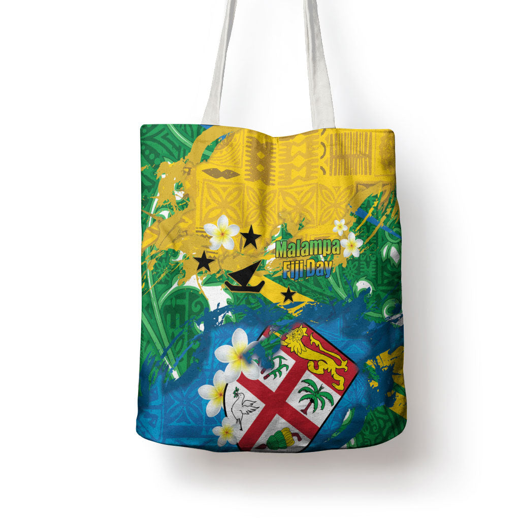 Malampa Fiji Day Tote Bag 10 October Together We Grow Grunge Tapa Motifs LT14 - Polynesian Pride