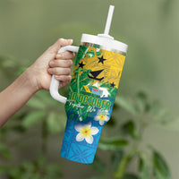 Malampa Fiji Day Tumbler With Handle 10 October Together We Grow Grunge Tapa Motifs LT14 - Polynesian Pride