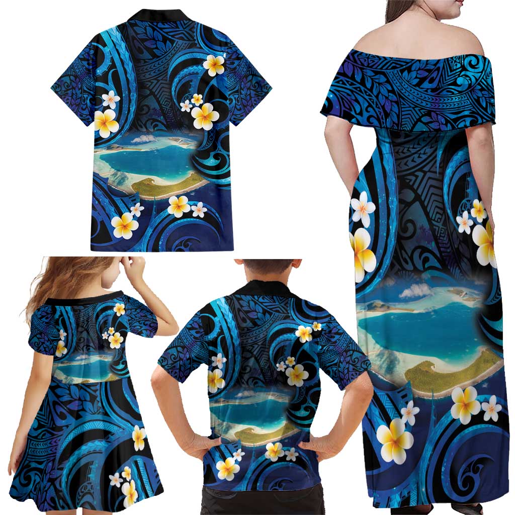 French Polynesia Tetiaroa Atoll Family Matching Off Shoulder Maxi Dress and Hawaiian Shirt Polynesian Curves Style LT14 - Polynesian Pride