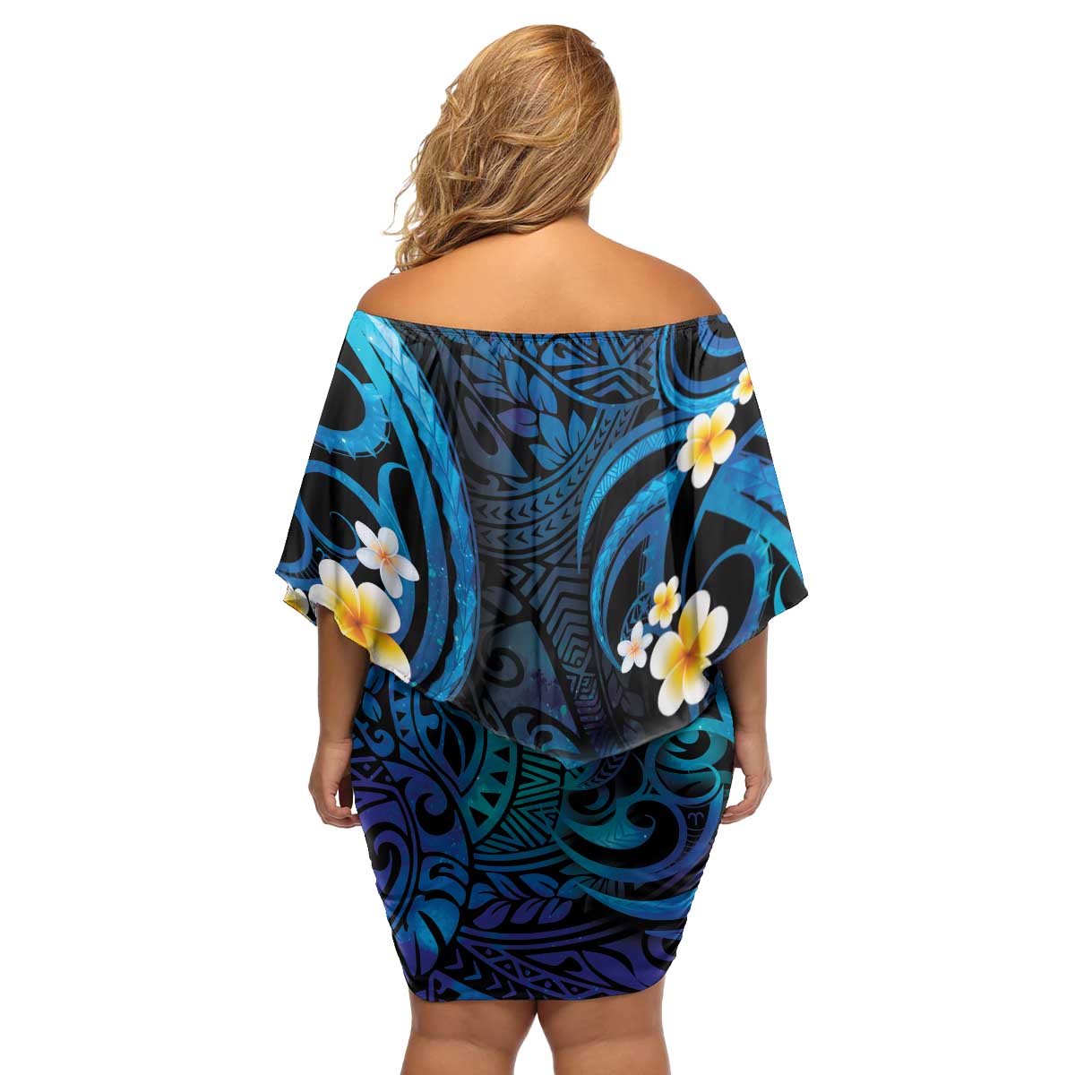 French Polynesia Tetiaroa Atoll Family Matching Off Shoulder Short Dress and Hawaiian Shirt Polynesian Curves Style LT14 - Polynesian Pride