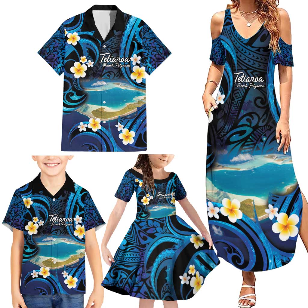 French Polynesia Tetiaroa Atoll Family Matching Summer Maxi Dress and Hawaiian Shirt Polynesian Curves Style LT14 - Polynesian Pride