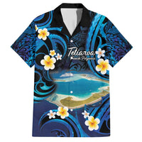 French Polynesia Tetiaroa Atoll Family Matching Summer Maxi Dress and Hawaiian Shirt Polynesian Curves Style LT14 Dad's Shirt - Short Sleeve Blue - Polynesian Pride