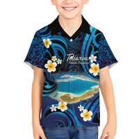 French Polynesia Tetiaroa Atoll Family Matching Summer Maxi Dress and Hawaiian Shirt Polynesian Curves Style LT14 Son's Shirt Blue - Polynesian Pride