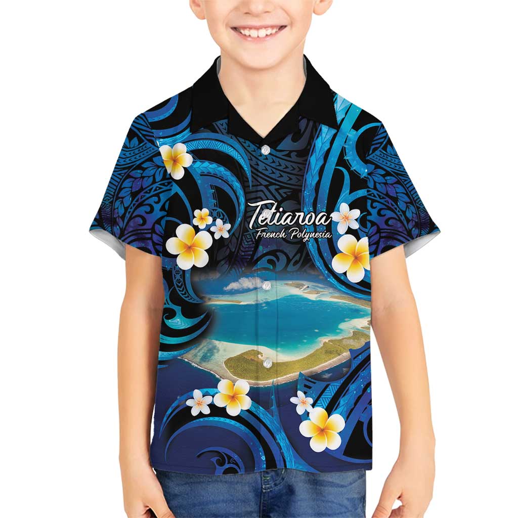 French Polynesia Tetiaroa Atoll Family Matching Tank Maxi Dress and Hawaiian Shirt Polynesian Curves Style LT14 Son's Shirt Blue - Polynesian Pride
