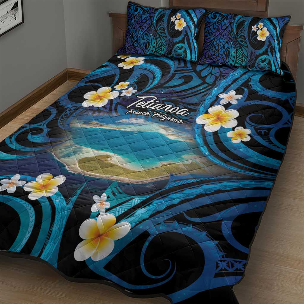 French Polynesia Tetiaroa Atoll Quilt Bed Set Polynesian Curves Style