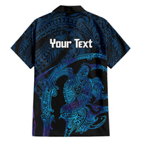 Personalised Tahiti Moorea Atoll Family Matching Long Sleeve Bodycon Dress and Hawaiian Shirt Polynesian Sea Turtle LT14 - Polynesian Pride