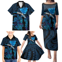 Personalised Tahiti Moorea Atoll Family Matching Puletasi and Hawaiian Shirt Polynesian Sea Turtle LT14 - Polynesian Pride