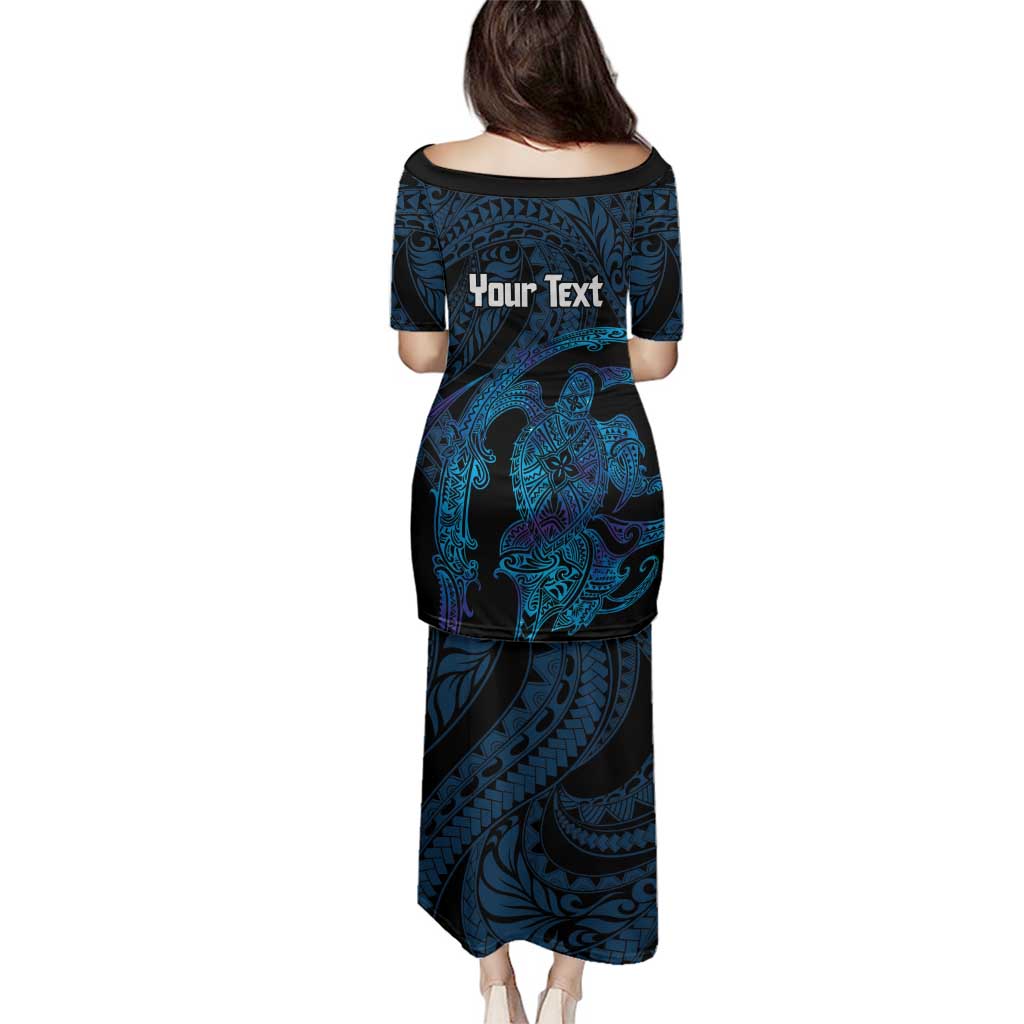 Personalised Tahiti Moorea Atoll Family Matching Puletasi and Hawaiian Shirt Polynesian Sea Turtle LT14 - Polynesian Pride