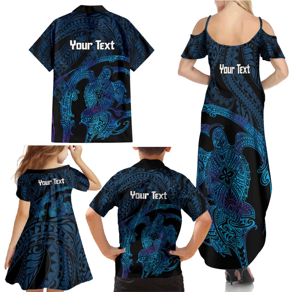 Personalised Tahiti Moorea Atoll Family Matching Summer Maxi Dress and Hawaiian Shirt Polynesian Sea Turtle LT14 - Polynesian Pride