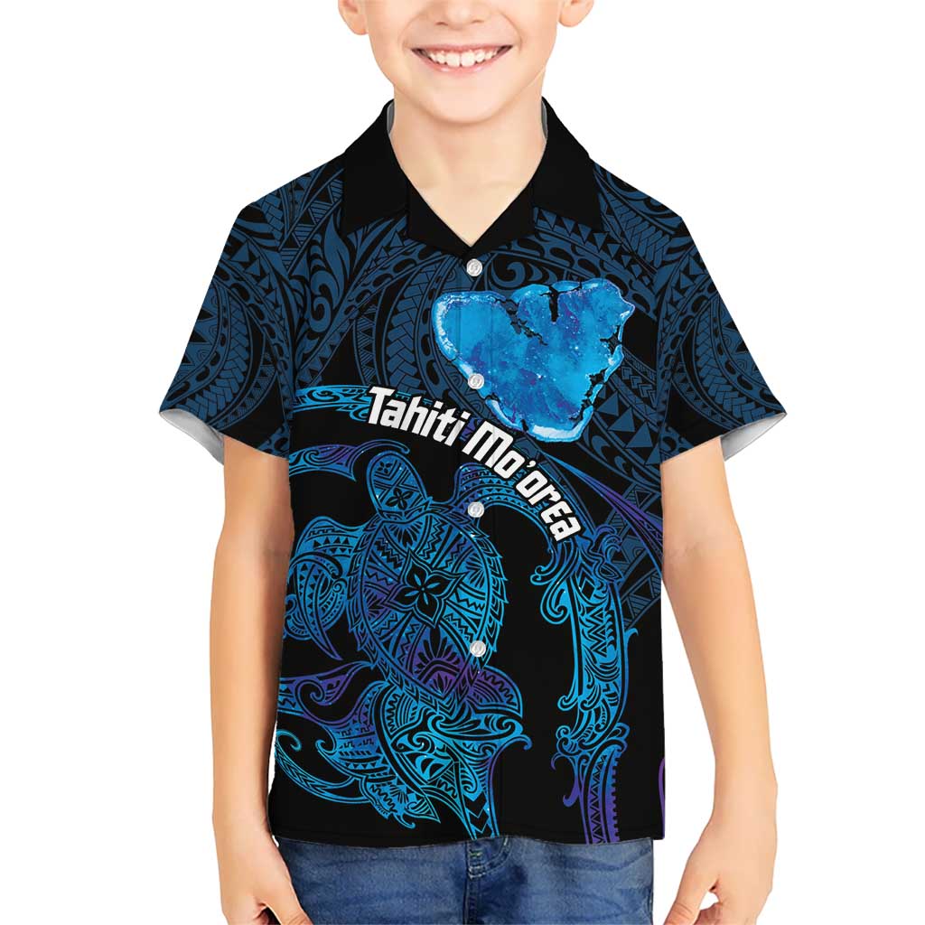 Personalised Tahiti Moorea Atoll Hawaiian Shirt Polynesian Sea Turtle
