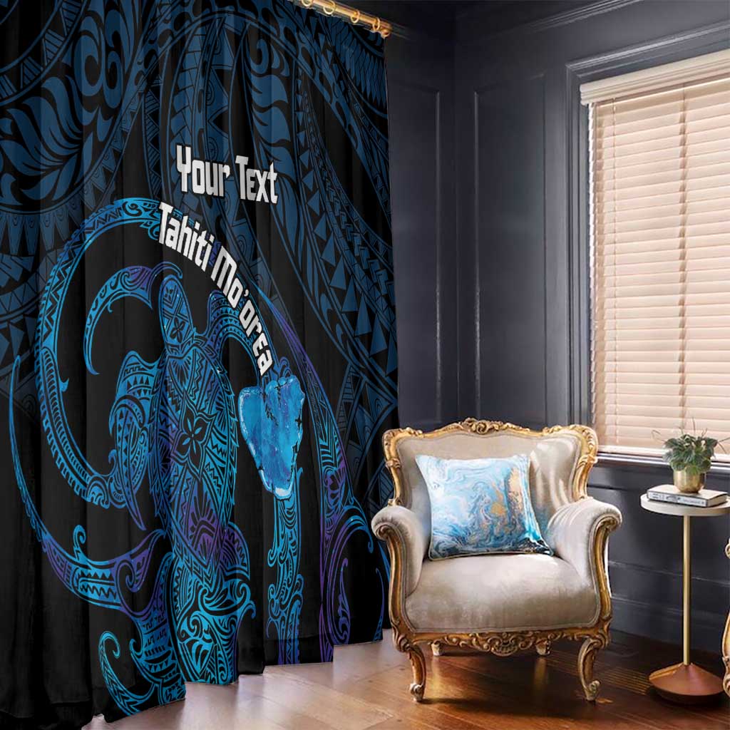 Personalised Tahiti Moorea Atoll Window Curtain Polynesian Sea Turtle LT14 - Polynesian Pride