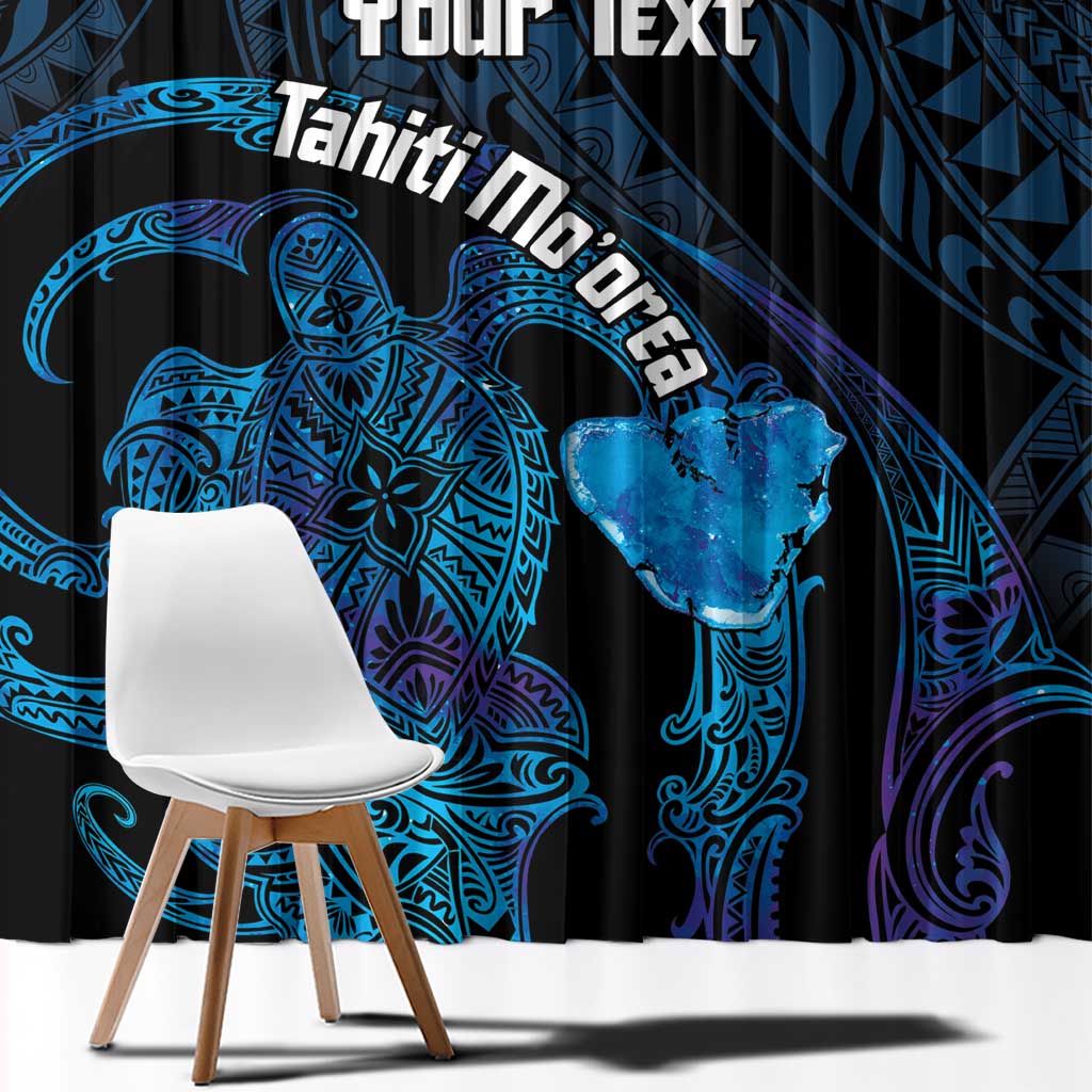Personalised Tahiti Moorea Atoll Window Curtain Polynesian Sea Turtle LT14 - Polynesian Pride