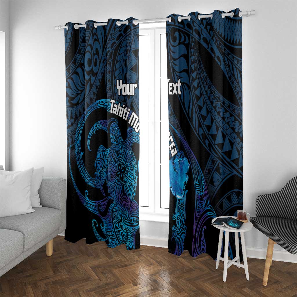 Personalised Tahiti Moorea Atoll Window Curtain Polynesian Sea Turtle LT14 With Grommets Blue - Polynesian Pride
