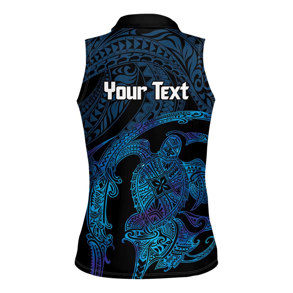 Personalised Tahiti Moorea Atoll Women Sleeveless Polo Shirt Polynesian Sea Turtle LT14 - Polynesian Pride