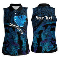 Personalised Tahiti Moorea Atoll Women Sleeveless Polo Shirt Polynesian Sea Turtle LT14 - Polynesian Pride