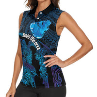 Personalised Tahiti Moorea Atoll Women Sleeveless Polo Shirt Polynesian Sea Turtle LT14 - Polynesian Pride
