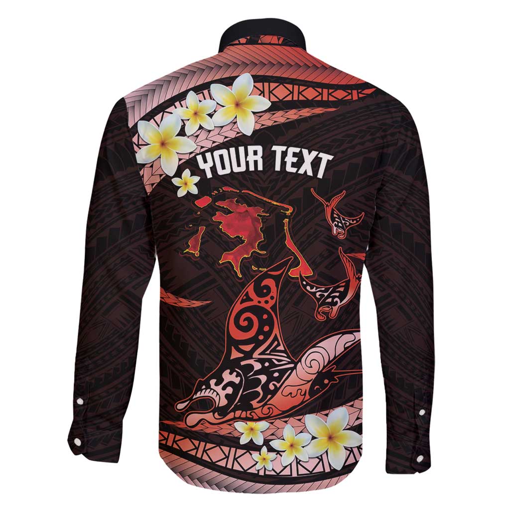 Personalised Tahiti Bora Bora Family Matching Long Sleeve Bodycon Dress and Hawaiian Shirt Manta Rays With Polynesian Plumeria LT14 - Polynesian Pride