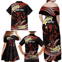 Personalised Tahiti Bora Bora Family Matching Off Shoulder Maxi Dress and Hawaiian Shirt Manta Rays With Polynesian Plumeria LT14 - Polynesian Pride