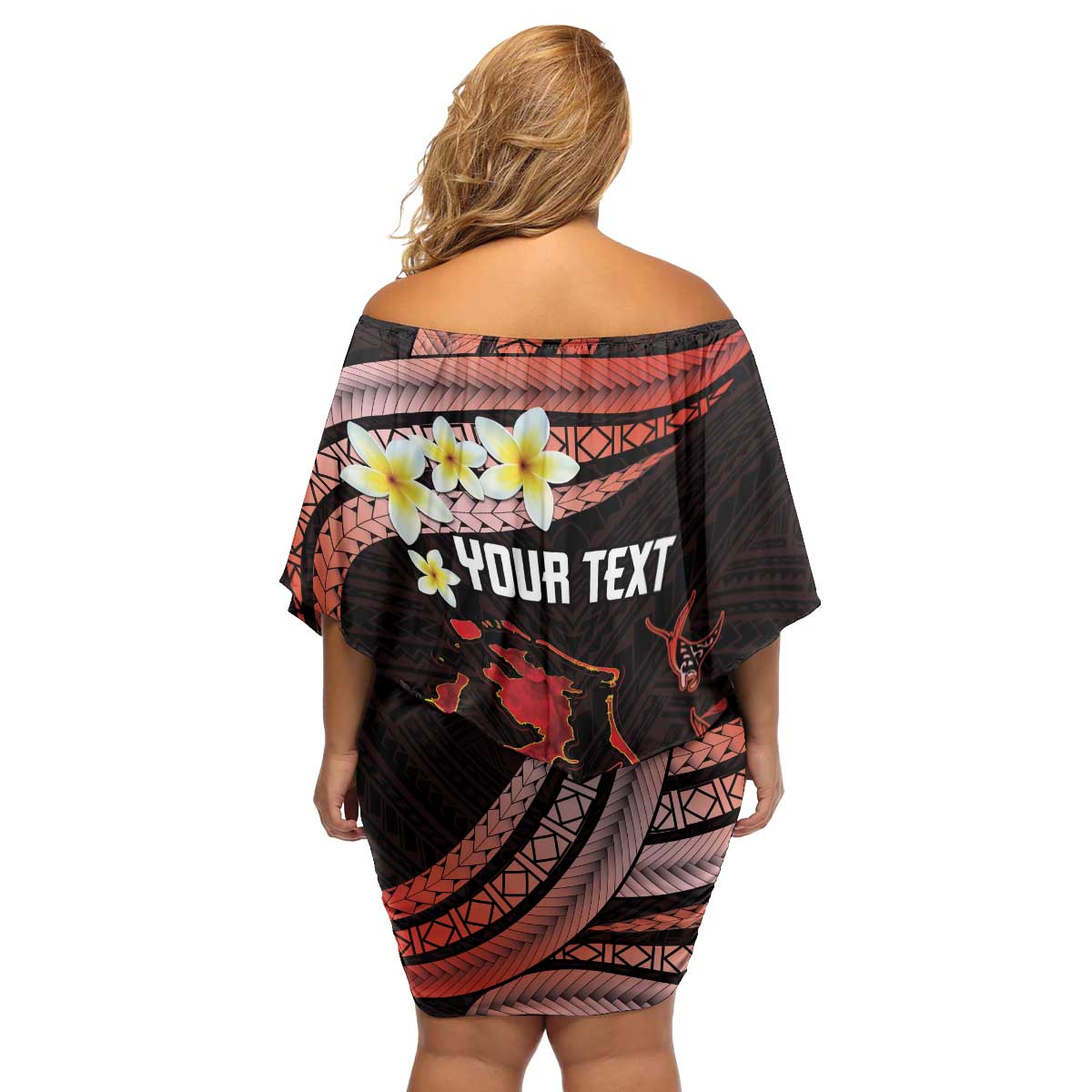 Personalised Tahiti Bora Bora Family Matching Off Shoulder Short Dress and Hawaiian Shirt Manta Rays With Polynesian Plumeria LT14 - Polynesian Pride