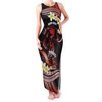 Personalised Tahiti Bora Bora Family Matching Tank Maxi Dress and Hawaiian Shirt Manta Rays With Polynesian Plumeria LT14 Mom's Dress Red - Polynesian Pride
