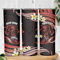 Personalised Tahiti Bora Bora Skinny Tumbler Manta Rays With Polynesian Plumeria LT14 - Polynesian Pride