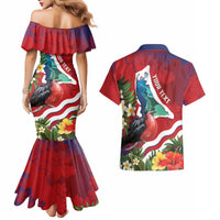 Personalised Kiribati Tarawa Atoll Couples Matching Mermaid Dress and Hawaiian Shirt Frigate Bird With Map Tropical Style LT14 - Polynesian Pride