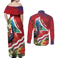 Personalised Kiribati Tarawa Atoll Couples Matching Off Shoulder Maxi Dress and Long Sleeve Button Shirt Frigate Bird With Map Tropical Style LT14 - Polynesian Pride