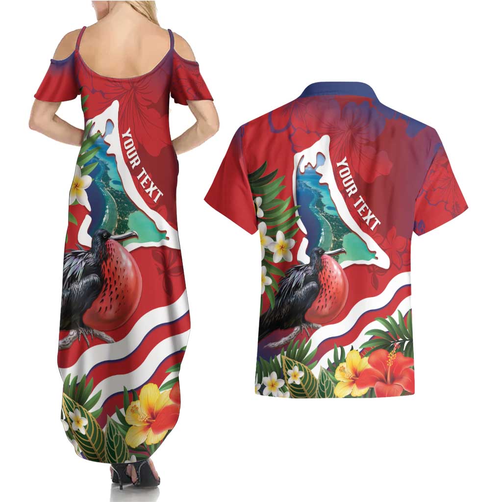 Personalised Kiribati Tarawa Atoll Couples Matching Summer Maxi Dress and Hawaiian Shirt Frigate Bird With Map Tropical Style LT14 - Polynesian Pride