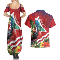 Personalised Kiribati Tarawa Atoll Couples Matching Summer Maxi Dress and Hawaiian Shirt Frigate Bird With Map Tropical Style LT14 - Polynesian Pride
