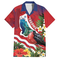 Personalised Kiribati Tarawa Atoll Family Matching Long Sleeve Bodycon Dress and Hawaiian Shirt Frigate Bird With Map Tropical Style LT14 Dad's Shirt - Short Sleeve Red - Polynesian Pride