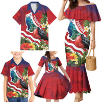 Personalised Kiribati Tarawa Atoll Family Matching Mermaid Dress and Hawaiian Shirt Frigate Bird With Map Tropical Style LT14 - Polynesian Pride