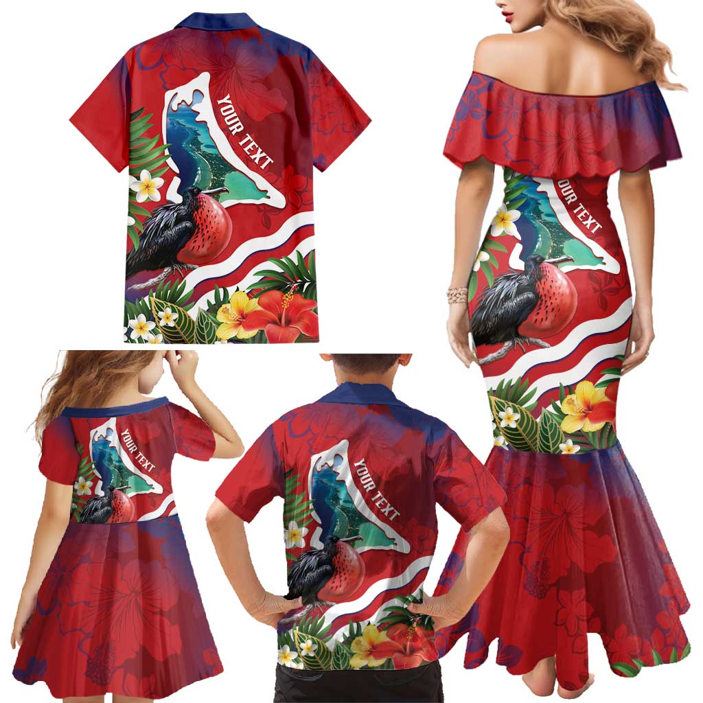 Personalised Kiribati Tarawa Atoll Family Matching Mermaid Dress and Hawaiian Shirt Frigate Bird With Map Tropical Style LT14 - Polynesian Pride