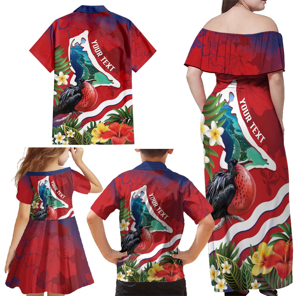 Personalised Kiribati Tarawa Atoll Family Matching Off Shoulder Maxi Dress and Hawaiian Shirt Frigate Bird With Map Tropical Style LT14 - Polynesian Pride