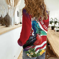 Personalised Kiribati Tarawa Atoll Women Casual Shirt Frigate Bird With Map Tropical Style LT14 - Polynesian Pride