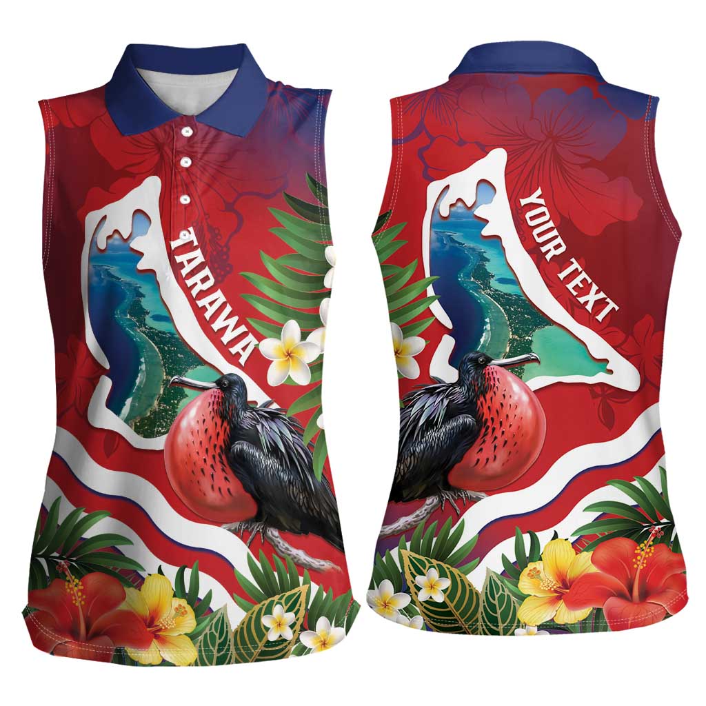 Personalised Kiribati Tarawa Atoll Women Sleeveless Polo Shirt Frigate Bird With Map Tropical Style LT14 - Polynesian Pride