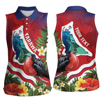 Personalised Kiribati Tarawa Atoll Women Sleeveless Polo Shirt Frigate Bird With Map Tropical Style LT14 - Polynesian Pride