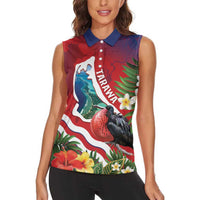 Personalised Kiribati Tarawa Atoll Women Sleeveless Polo Shirt Frigate Bird With Map Tropical Style LT14 - Polynesian Pride