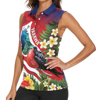 Personalised Kiribati Tarawa Atoll Women Sleeveless Polo Shirt Frigate Bird With Map Tropical Style LT14 - Polynesian Pride