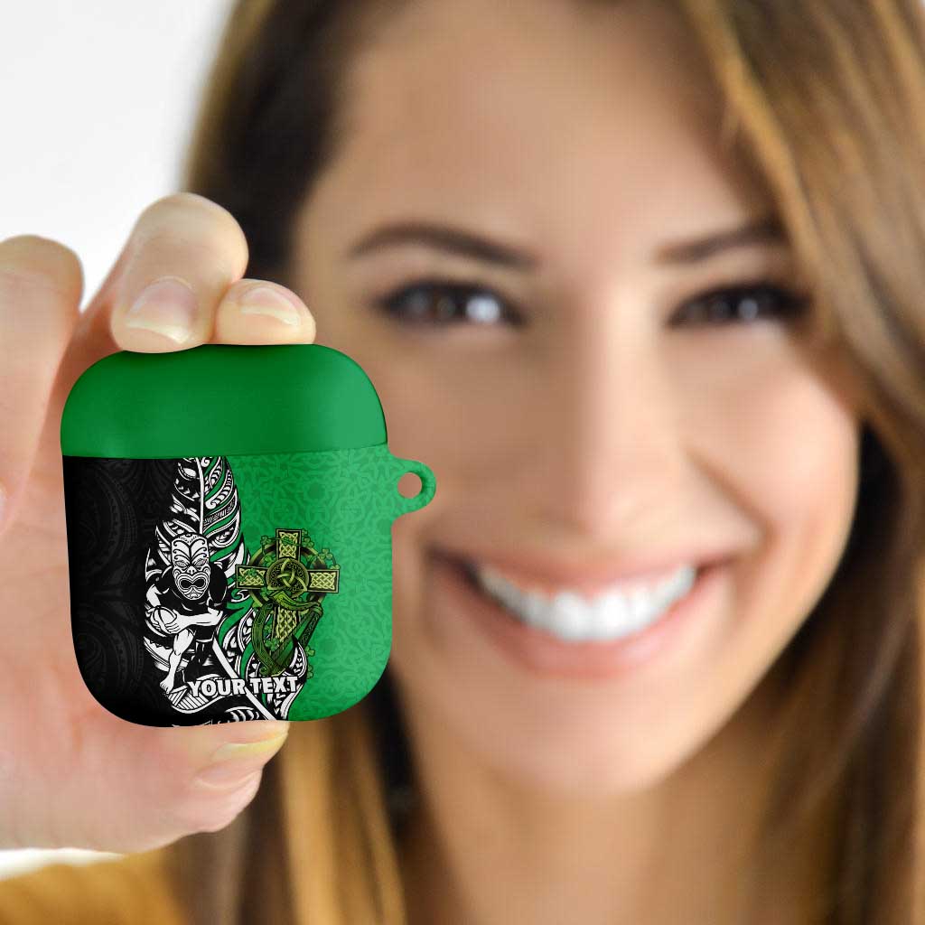 New Zealand and Ireland Rugby Custom AirPods Case Maori Tiki Fern Irish Celtic Cross LT14 - Polynesian Pride