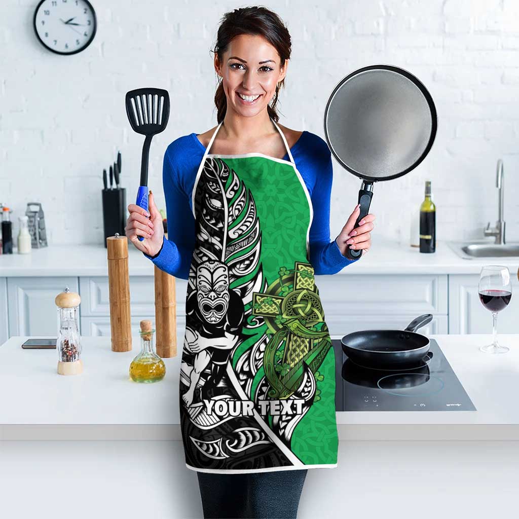 New Zealand and Ireland Rugby Custom Apron Maori Tiki Fern Irish Celtic Cross LT14 - Polynesian Pride