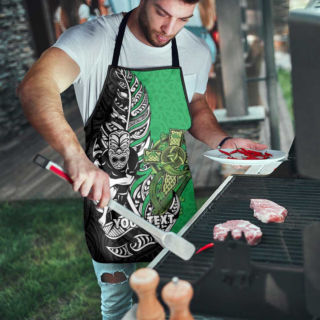 New Zealand and Ireland Rugby Custom Apron Maori Tiki Fern Irish Celtic Cross LT14 - Polynesian Pride