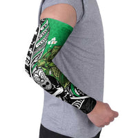 New Zealand and Ireland Rugby Custom Arm Sleeves Maori Tiki Fern Irish Celtic Cross LT14 - Polynesian Pride