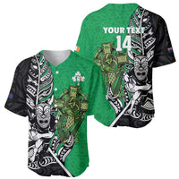 New Zealand and Ireland Rugby Custom Baseball Jersey Maori Tiki Fern Irish Celtic Cross LT14 - Polynesian Pride
