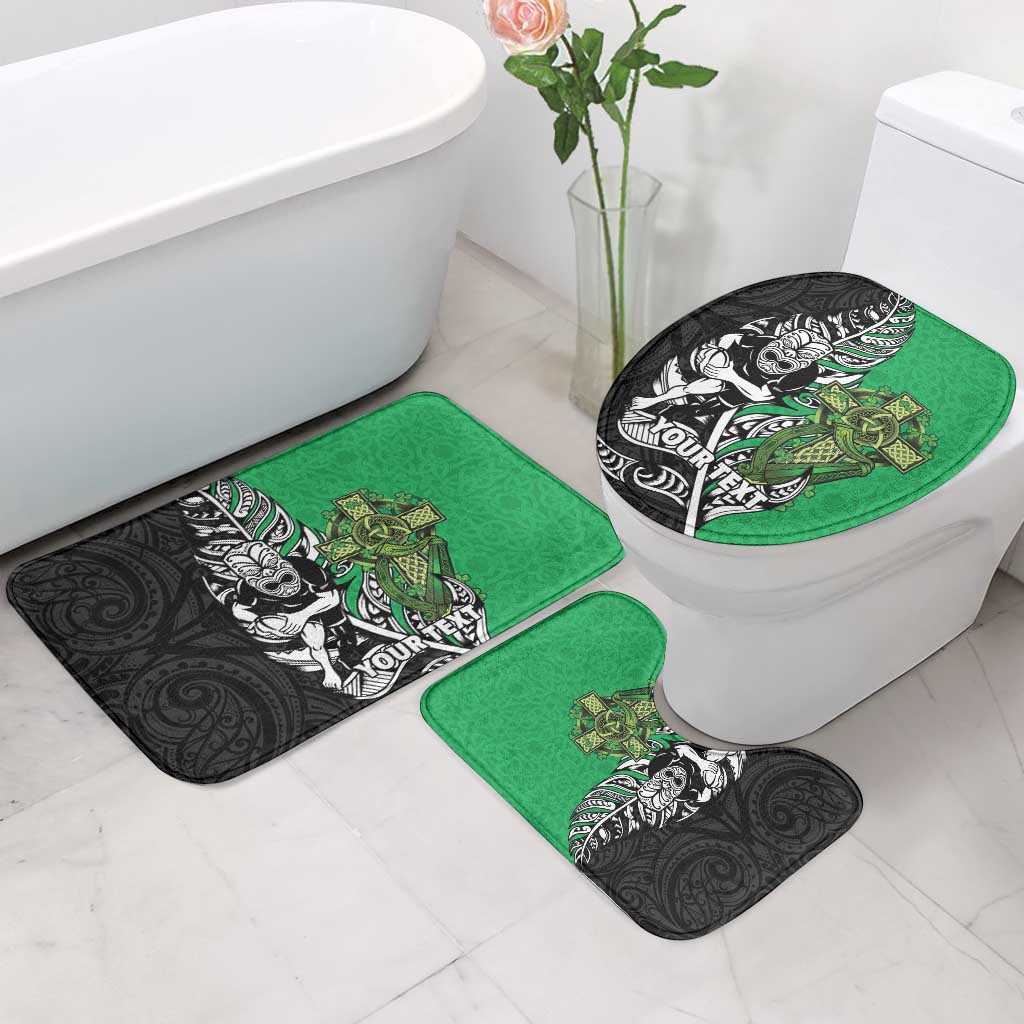 New Zealand and Ireland Rugby Custom Bathroom Set Maori Tiki Fern Irish Celtic Cross LT14 - Polynesian Pride